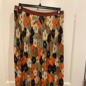 Fossil Floral Pleated Midi Skirt